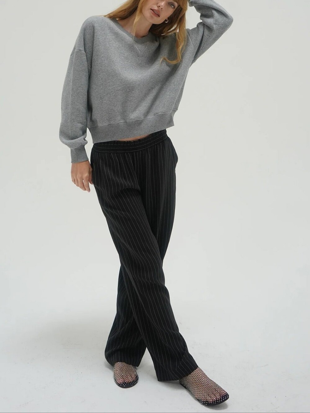 LNA Santo Pinstripe Elastic Waist Pants
